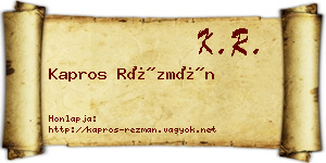 Kapros Rézmán névjegykártya